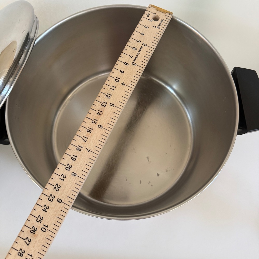 Vintage Revere Ware 6 Qt Stock Pot Copper Bottom Stainless Steel Lid Clinton IL - Picture 11 of 13